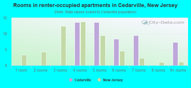 Rooms in renter-occupied apartments in Cedarville, New Jersey