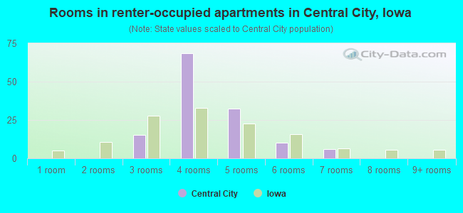 Rooms in renter-occupied apartments in Central City, Iowa