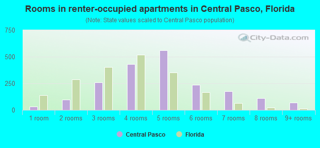 Rooms in renter-occupied apartments in Central Pasco, Florida