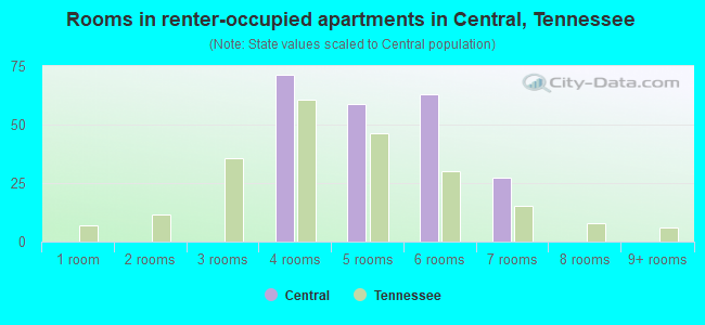 Rooms in renter-occupied apartments in Central, Tennessee
