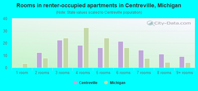 Rooms in renter-occupied apartments in Centreville, Michigan