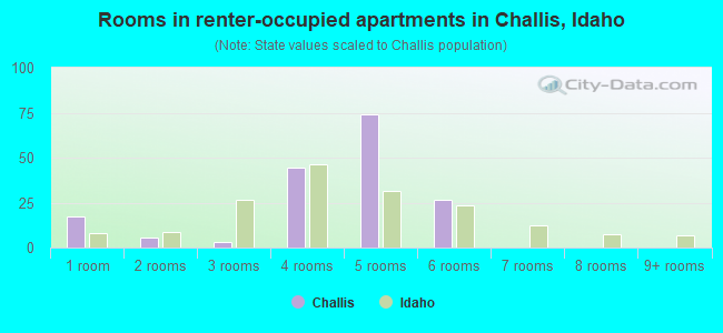 Rooms in renter-occupied apartments in Challis, Idaho