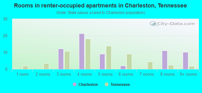 Rooms in renter-occupied apartments in Charleston, Tennessee