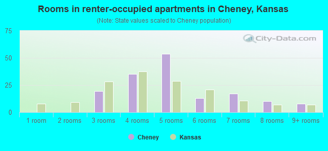 Rooms in renter-occupied apartments in Cheney, Kansas