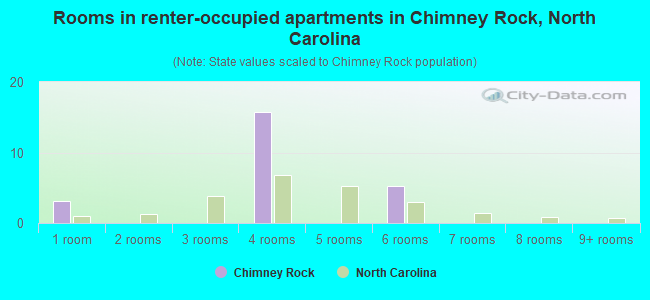 Rooms in renter-occupied apartments in Chimney Rock, North Carolina