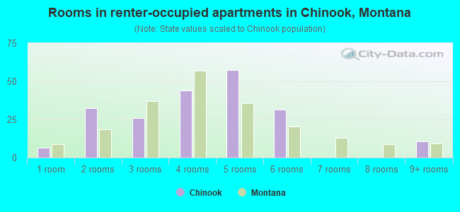 Rooms in renter-occupied apartments in Chinook, Montana