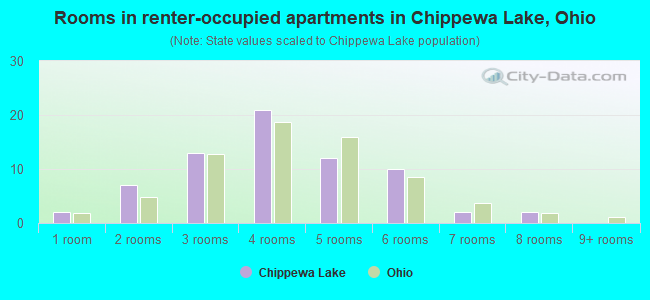 Rooms in renter-occupied apartments in Chippewa Lake, Ohio
