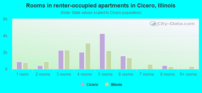 Rooms in renter-occupied apartments in Cicero, Illinois