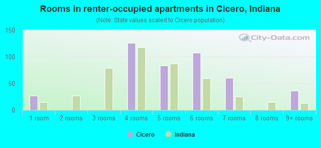 Rooms in renter-occupied apartments in Cicero, Indiana