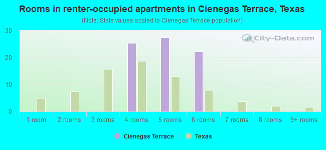 Rooms in renter-occupied apartments in Cienegas Terrace, Texas