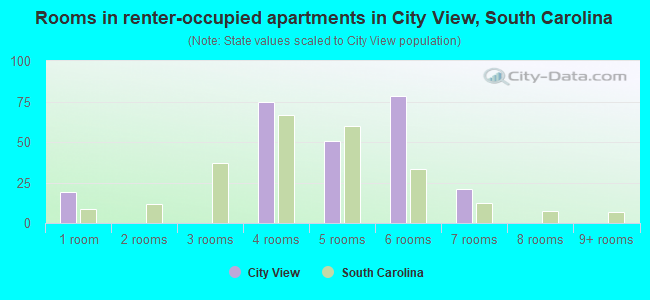 Rooms in renter-occupied apartments in City View, South Carolina