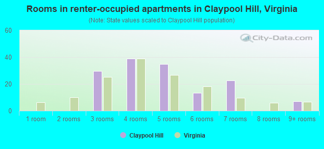 Rooms in renter-occupied apartments in Claypool Hill, Virginia