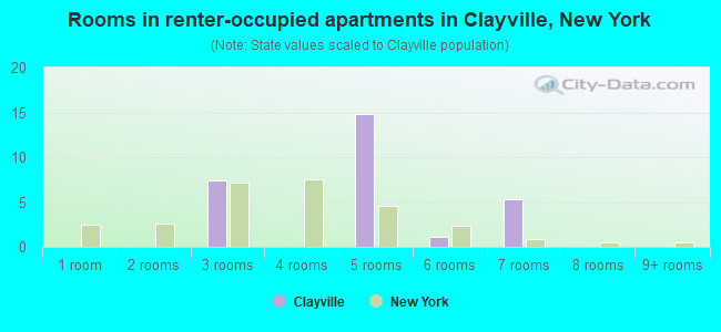 Rooms in renter-occupied apartments in Clayville, New York
