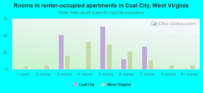 Rooms in renter-occupied apartments in Coal City, West Virginia