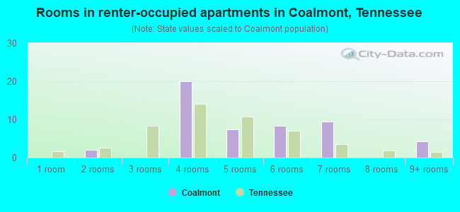 Rooms in renter-occupied apartments in Coalmont, Tennessee