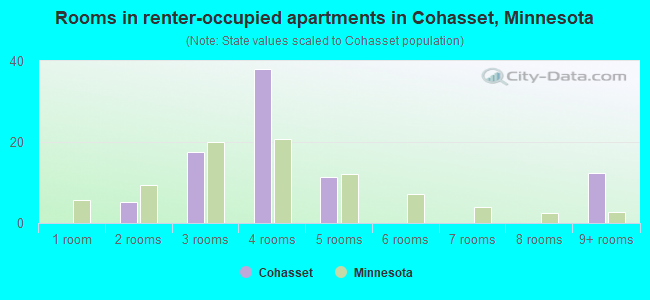 Rooms in renter-occupied apartments in Cohasset, Minnesota