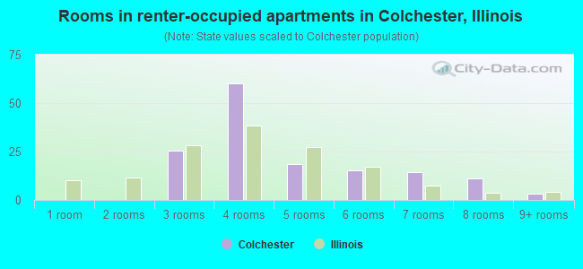 Rooms in renter-occupied apartments in Colchester, Illinois