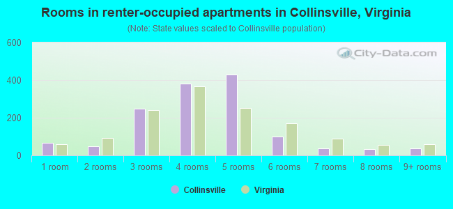 Rooms in renter-occupied apartments in Collinsville, Virginia