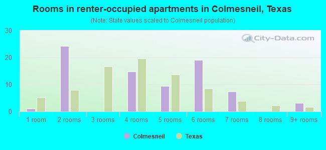 Rooms in renter-occupied apartments in Colmesneil, Texas