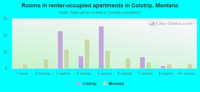 Rooms in renter-occupied apartments in Colstrip, Montana