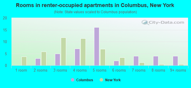 Rooms in renter-occupied apartments in Columbus, New York