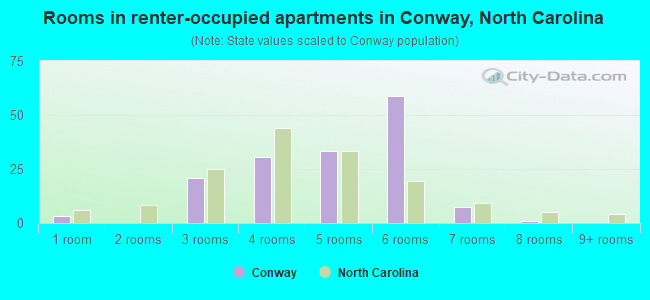 Rooms in renter-occupied apartments in Conway, North Carolina