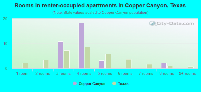 Rooms in renter-occupied apartments in Copper Canyon, Texas