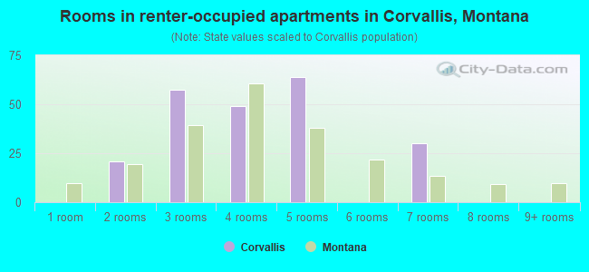 Rooms in renter-occupied apartments in Corvallis, Montana