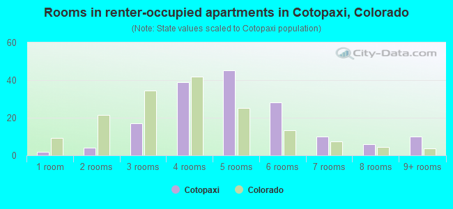 Rooms in renter-occupied apartments in Cotopaxi, Colorado