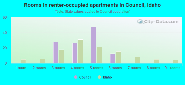 Rooms in renter-occupied apartments in Council, Idaho