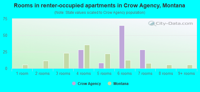 Rooms in renter-occupied apartments in Crow Agency, Montana