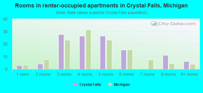 Rooms in renter-occupied apartments in Crystal Falls, Michigan