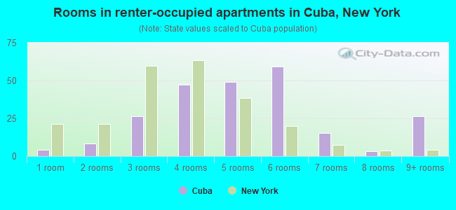 Rooms in renter-occupied apartments in Cuba, New York