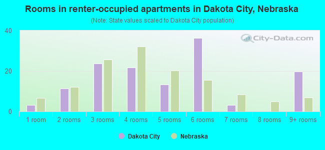 Rooms in renter-occupied apartments in Dakota City, Nebraska