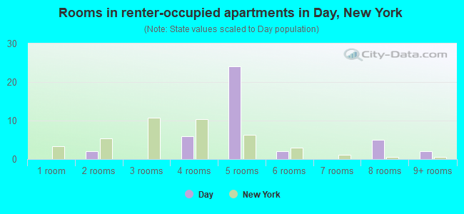 Rooms in renter-occupied apartments in Day, New York