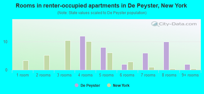 Rooms in renter-occupied apartments in De Peyster, New York