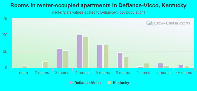 Rooms in renter-occupied apartments in Defiance-Vicco, Kentucky