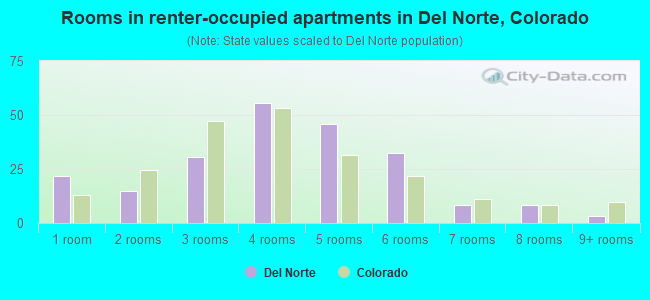 Rooms in renter-occupied apartments in Del Norte, Colorado