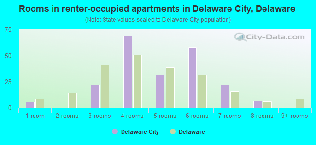 Rooms in renter-occupied apartments in Delaware City, Delaware