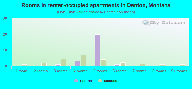 Rooms in renter-occupied apartments in Denton, Montana