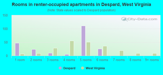 Rooms in renter-occupied apartments in Despard, West Virginia
