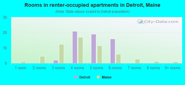 Rooms in renter-occupied apartments in Detroit, Maine