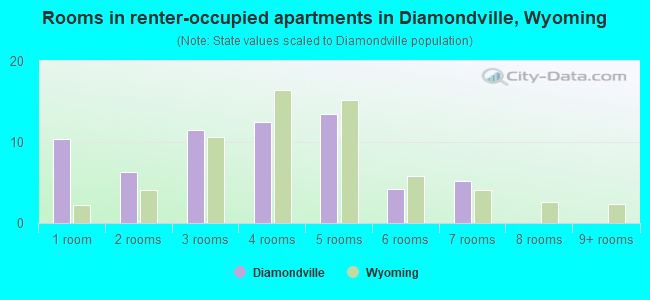 Rooms in renter-occupied apartments in Diamondville, Wyoming