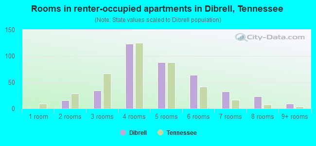 Rooms in renter-occupied apartments in Dibrell, Tennessee