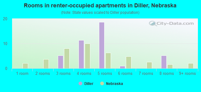 Rooms in renter-occupied apartments in Diller, Nebraska