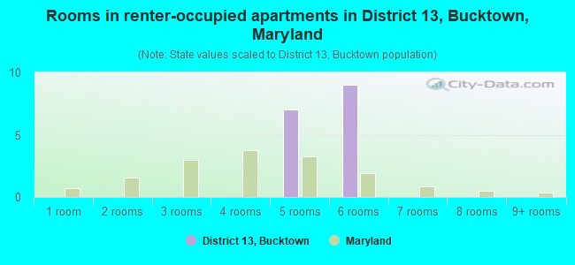 Rooms in renter-occupied apartments in District 13, Bucktown, Maryland