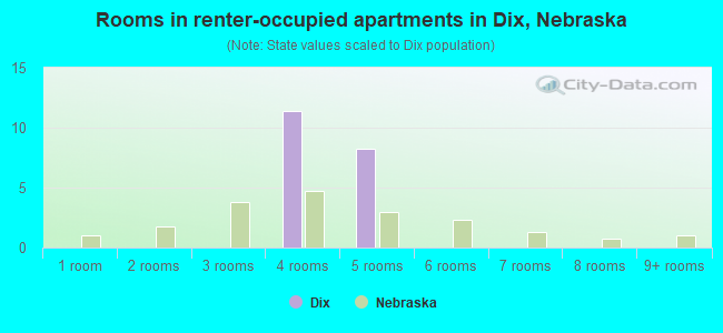 Rooms in renter-occupied apartments in Dix, Nebraska