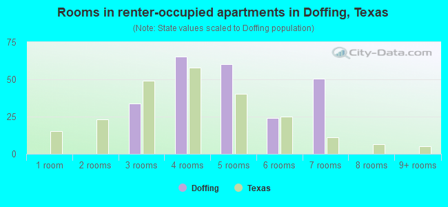 Rooms in renter-occupied apartments in Doffing, Texas