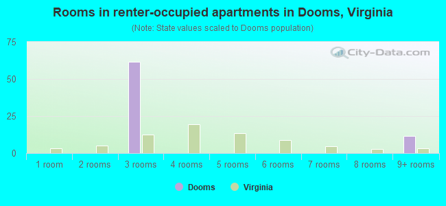Rooms in renter-occupied apartments in Dooms, Virginia