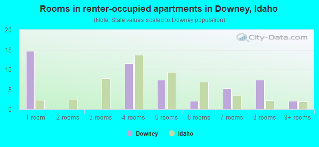 Rooms in renter-occupied apartments in Downey, Idaho